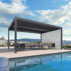 Grey Louvered Pergola Outdoor Aluminum Pergola with Adjustable Roof for Patio Grey Hardtop Gazebo