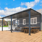16' X 12' Gazebo Outdoor Pergola for Patio, 12X16 Large Wall-Mounted Hard Top Lean to Metal Gazebo Shelter Pergolas and Gazebos Clearance with Patio Roof, Heavy Duty Awnings for Decks