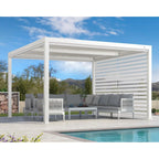 Louvered Pergola Modern White Pergola with Adjustable Roof for Deck Backyard Garden