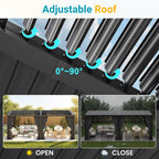 Pergola 12'X20' with Adjustable Roof & Thick Aluminum Frame for All Weather