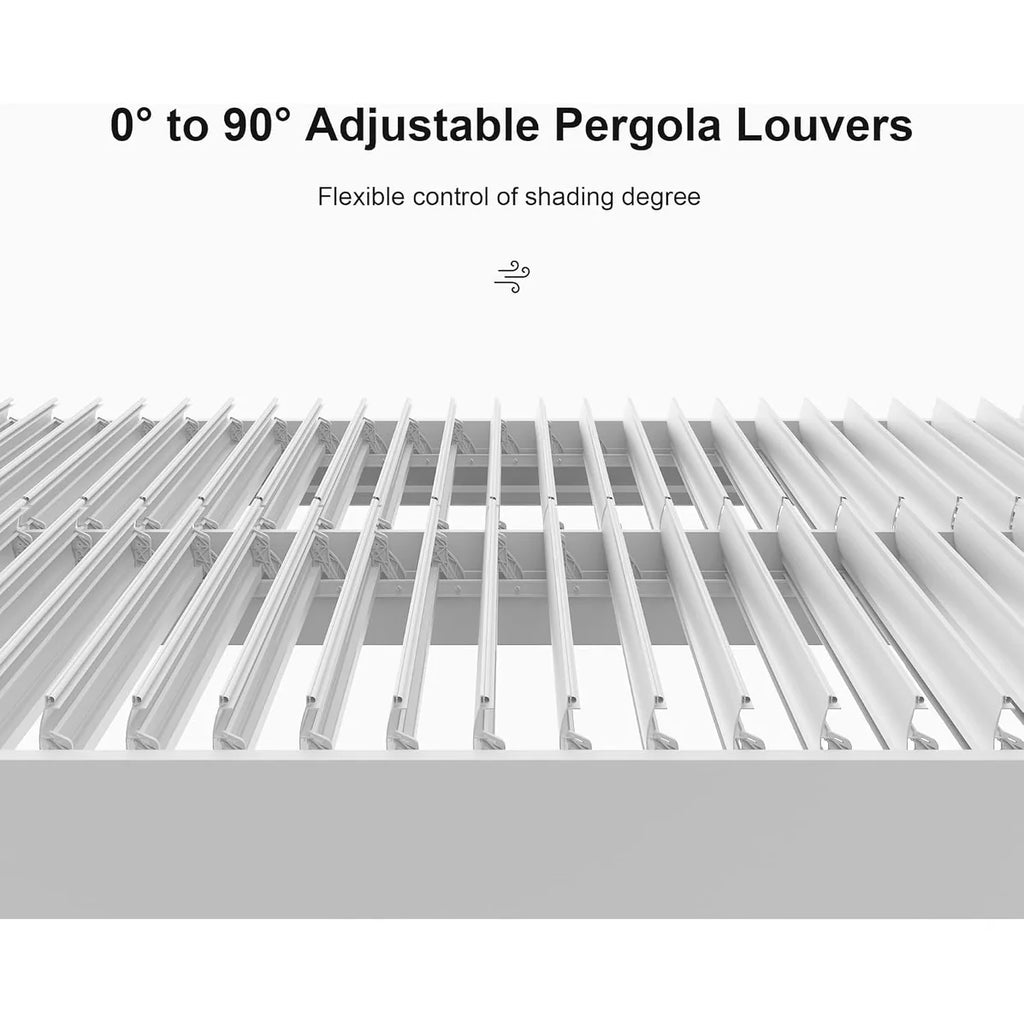 Louvered Pergola Modern White Pergola with Adjustable Roof for Deck Backyard Garden