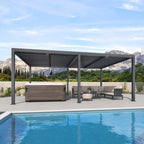 Grey Louvered Pergola Outdoor Aluminum Pergola with Adjustable Roof for Patio Grey Hardtop Gazebo