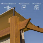 13 Ft. X 9 Ft. Outdoor Wood-Looking Aluminum Pergola with Beige Retractable Shade Canopy for Patiogarden Backyard