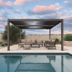 Bronze Louvered Pergola with Adjustable Roof for Deck Backyard Garden Hardtop Gazebo