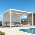 Louvered Pergola Modern White Pergola with Adjustable Roof for Deck Backyard Garden