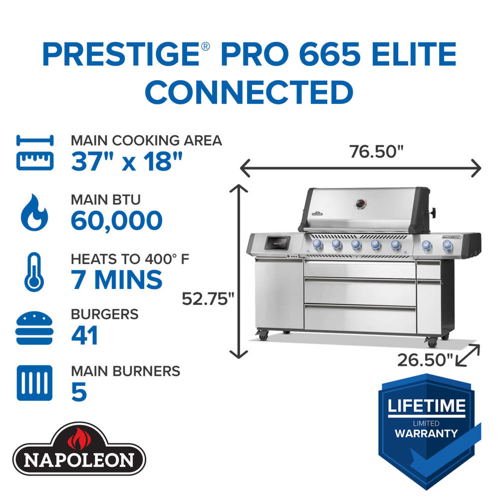 Gas Grill Prestige PRO 665 Elite with Smart Technology & Electric Smoker Box