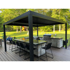 Grey Louvered Pergola Outdoor Aluminum Pergola with Adjustable Roof for Patio Grey Hardtop Gazebo