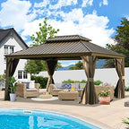 12' x 16' Hardtop Gazebo with Double Canopy - Brown