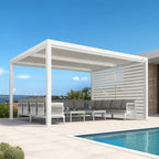 Louvered Pergola Modern White Pergola with Adjustable Roof for Deck Backyard Garden