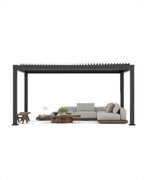 All-Aluminum Louvered Pergola 12 Ft X 16 Ft, Outdoor Pergola with Adjustable Louvered Roof, Reinforced Aluminum Frame, Integrated Drainage System, Hardtop Gazebo for Patio, Deck, Gray