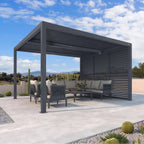 Grey Louvered Pergola Outdoor Aluminum Pergola with Adjustable Roof for Patio Grey Hardtop Gazebo