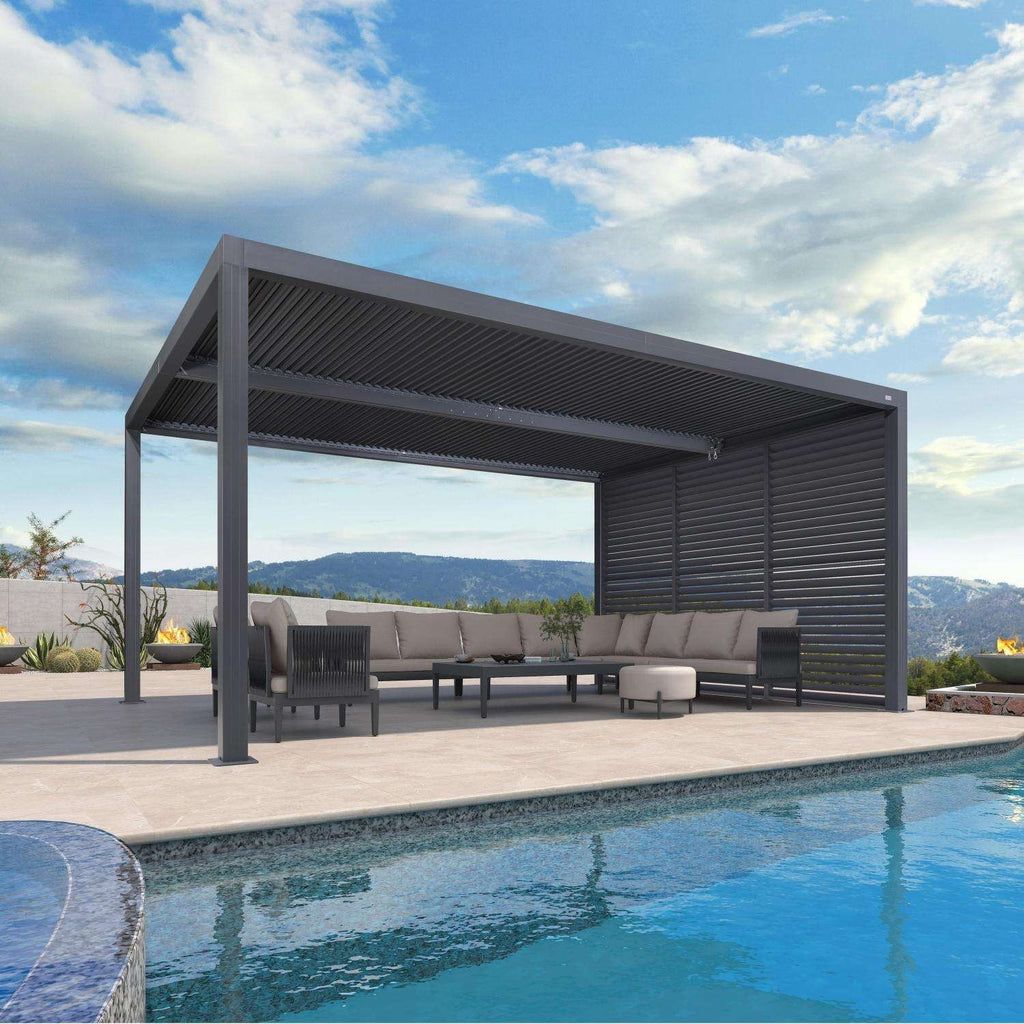 Grey Louvered Pergola Outdoor Aluminum Pergola with Adjustable Roof for Patio Grey Hardtop Gazebo