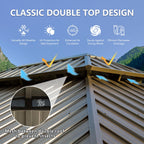 12' x 16' Hardtop Gazebo with Double Canopy - Brown