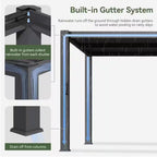 20 Ft. X 10 Ft. Black Adjustable Louvered Metal Pergolas with Hand Crank Roof