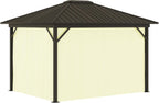 10' X 12' Hardtop Gazebo with Curtains and Netting Cream White