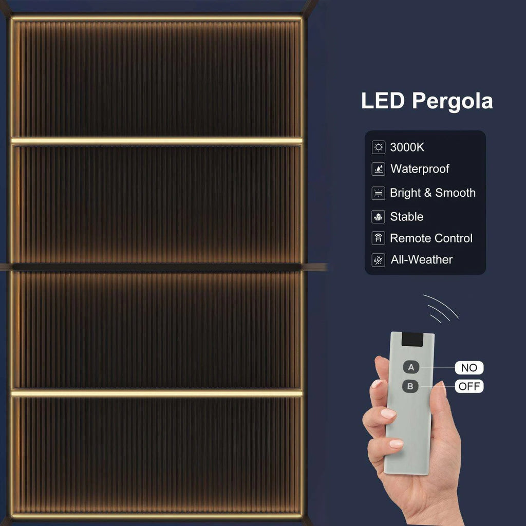 Grey Louvered Pergola Outdoor Aluminum Pergola with Adjustable Roof for Patio Grey Hardtop Gazebo