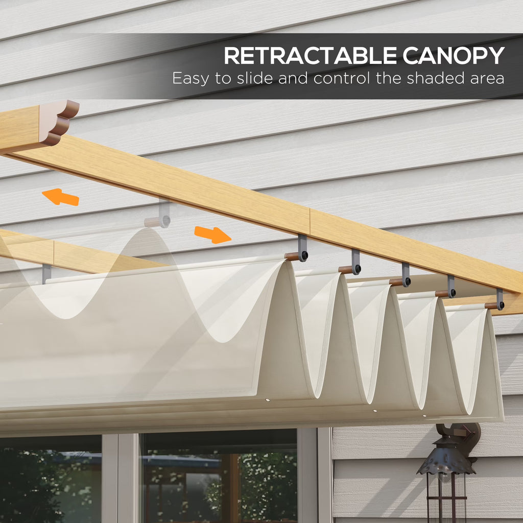 117" X 141.75" X 88.25" Retractable Pergola Cream White Aluminum Pergolas, Water-Resistant