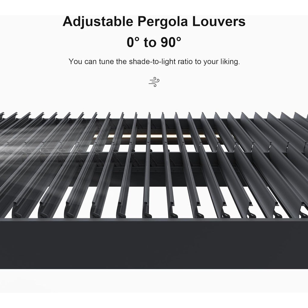 Grey Louvered Pergola Outdoor Aluminum Pergola with Adjustable Roof for Patio Grey Hardtop Gazebo
