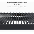 Grey Louvered Pergola Outdoor Aluminum Pergola with Adjustable Roof for Patio Grey Hardtop Gazebo