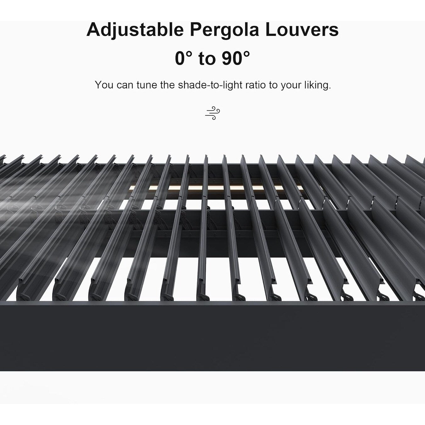 Grey Louvered Pergola Outdoor Aluminum Pergola with Adjustable Roof for Patio Grey Hardtop Gazebo