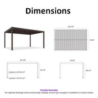11.6 Ft. X 15.1 Ft. Bronze Aluminum Outdoor Louvered Pergola with 2-Individual Adjustable Roofs and In-Built Gutter
