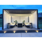Grey Louvered Pergola Outdoor Aluminum Pergola with Adjustable Roof for Patio Grey Hardtop Gazebo