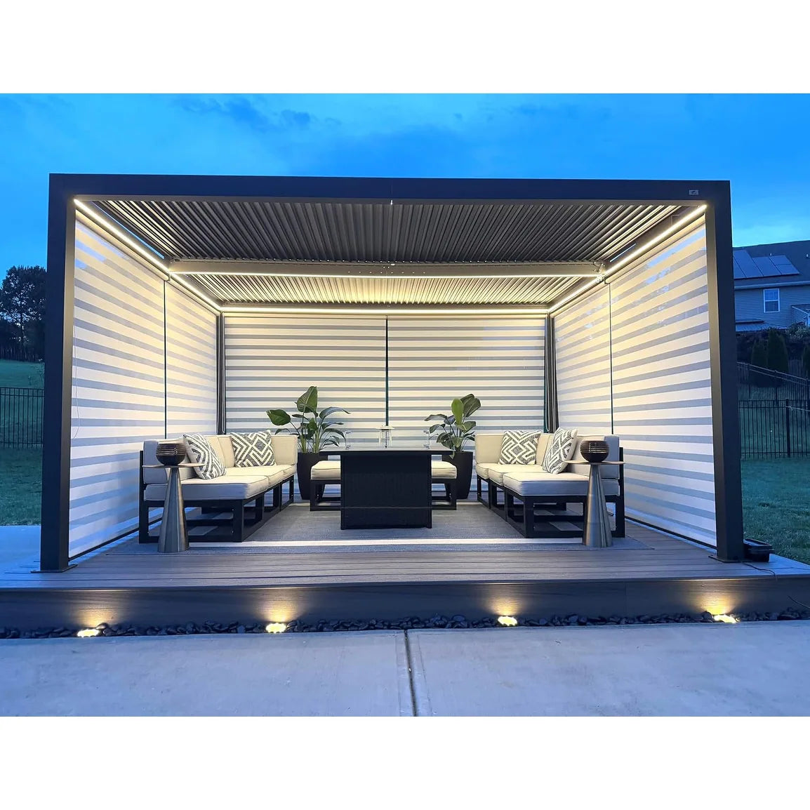 Grey Louvered Pergola Outdoor Aluminum Pergola with Adjustable Roof for Patio Grey Hardtop Gazebo
