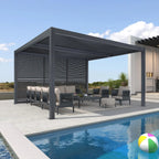 Grey Louvered Pergola Outdoor Aluminum Pergola with Adjustable Roof for Patio Grey Hardtop Gazebo