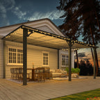 16' X 12' Gazebo Outdoor Pergola for Patio, 12X16 Large Wall-Mounted Hard Top Lean to Metal Gazebo Shelter Pergolas and Gazebos Clearance with Patio Roof, Heavy Duty Awnings for Decks