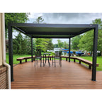 Grey Louvered Pergola Outdoor Aluminum Pergola with Adjustable Roof for Patio Grey Hardtop Gazebo
