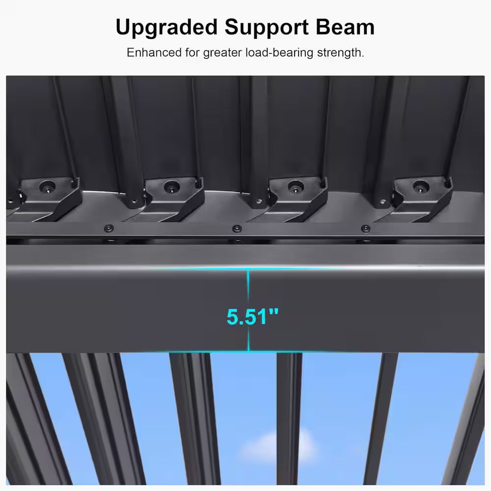 10.2 Ft. X 12.3 Ft. Gray Aluminum Outdoor Louvered Pergola with 2-Individual Adjustable Roofs and In-Built Gutter System