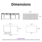 11.7 Ft. X 24.1 Ft. Gray Aluminum Outdoor Louvered Pergola with 4 White Individual Adjustable Roofs and In-Built Gutter