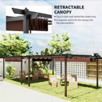 12 Ft. X 12 Ft. Brown Portable Gazebo, Retractable Pergola with Weather Resistant Canopy, Aluminum Patio Grill Gazebo