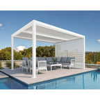 Louvered Pergola Modern White Pergola with Adjustable Roof for Deck Backyard Garden
