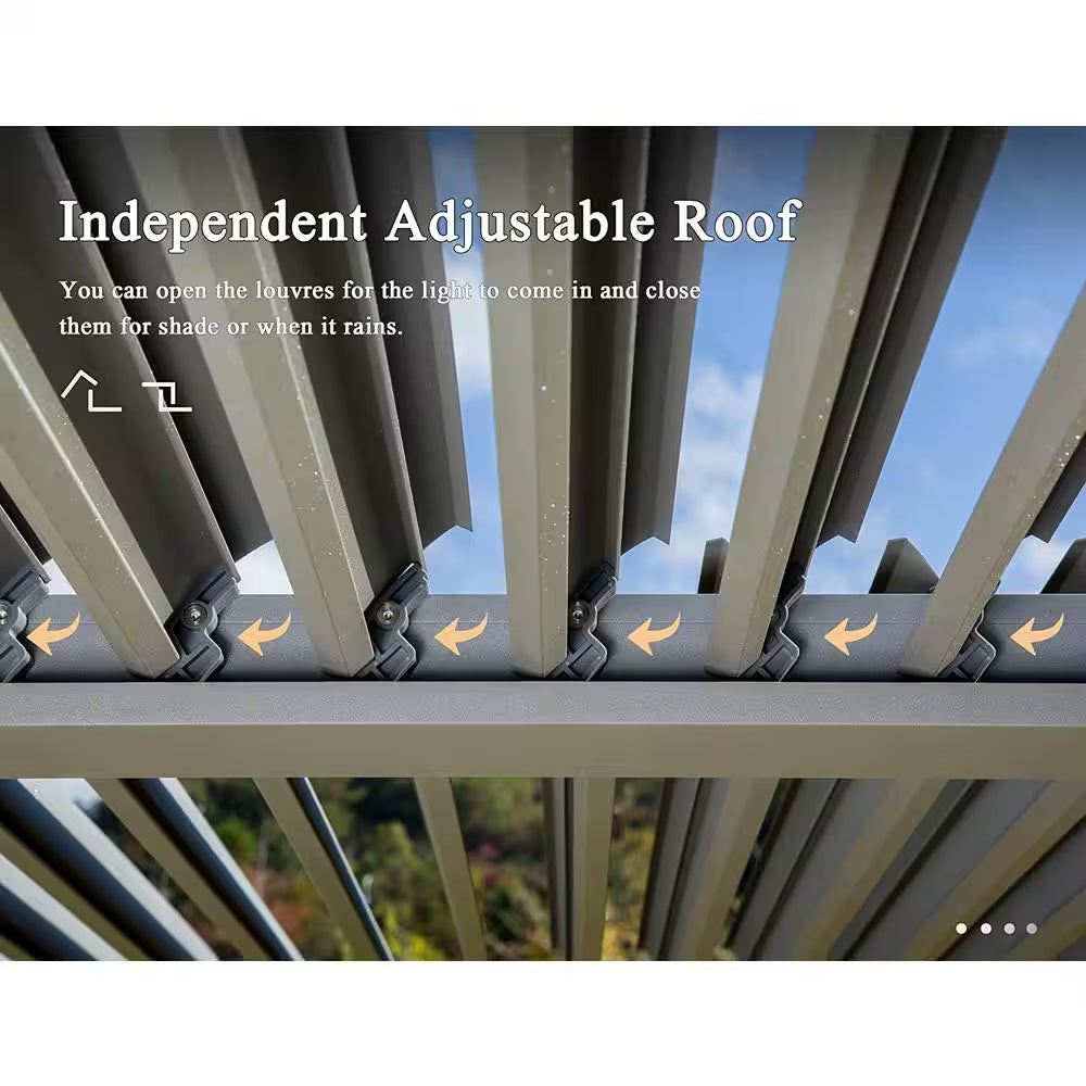 10 Ft. X 13 Ft. Gray Louvered Roof Pergola