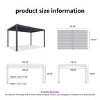 10 Ft. X 14 Ft. Gray Aluminum Patio Louvered Pergola Hardtop Gazebo with Adjustable Sunshade Roof and String Lights