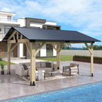 12 Ft. X 14 Ft. Outdoor Wood Gazebo-Hardtop Patio Gazebos with Galvanized Steel Roof, Cedar Wooden Gazebo