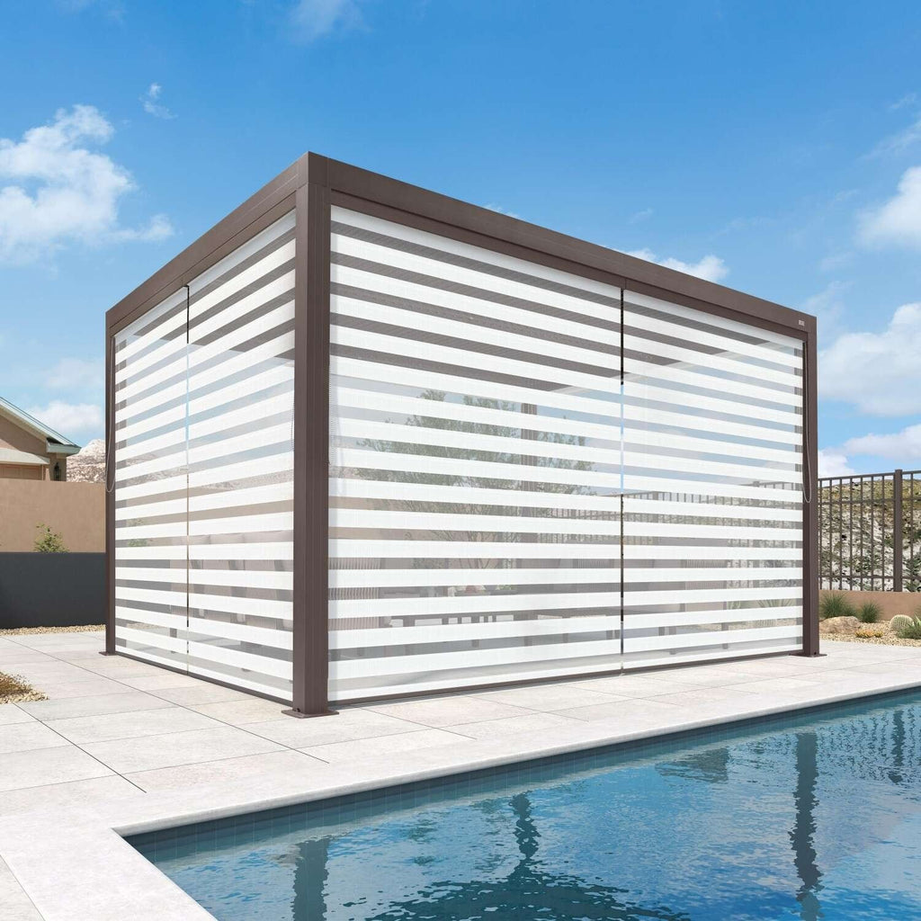 Bronze Louvered Pergola with Adjustable Roof for Deck Backyard Garden Hardtop Gazebo
