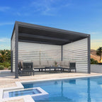 Grey Louvered Pergola Outdoor Aluminum Pergola with Adjustable Roof for Patio Grey Hardtop Gazebo