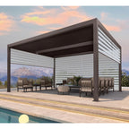 Bronze Louvered Pergola with Adjustable Roof for Deck Backyard Garden Hardtop Gazebo