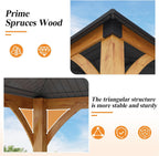 12’X 20’ Outdoor Spruce Wood Gazebo