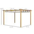 117" X 141.75" X 88.25" Retractable Pergola Cream White Aluminum Pergolas, Water-Resistant