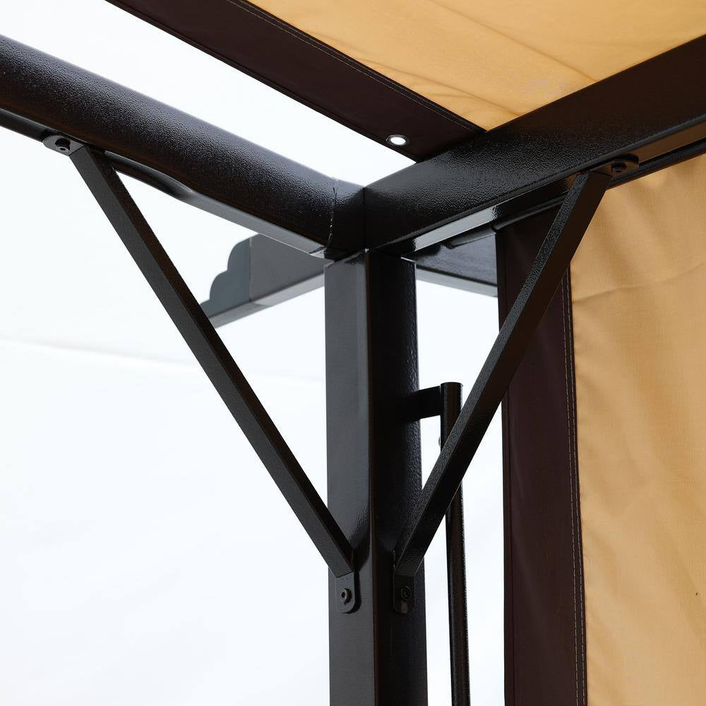 12 Ft. X 9 Ft. Outdoor Pergola Steel Frame Patio Gazebo, Retractable Shade Canopy, Sunshelter Pergola for Gardens