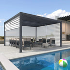 Grey Louvered Pergola Outdoor Aluminum Pergola with Adjustable Roof for Patio Grey Hardtop Gazebo