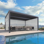 Grey Louvered Pergola Outdoor Aluminum Pergola with Adjustable Roof for Patio Grey Hardtop Gazebo