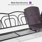 Patio 3-Seat Adjustable PVC Canopy Porch Swing with Side Cup Holder, Cushions and Pillow Included, Gray