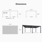 Grey Louvered Pergola Outdoor Aluminum Pergola with Adjustable Roof for Patio Grey Hardtop Gazebo