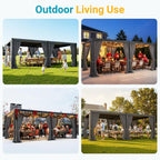 Pergola 12'X20' with Adjustable Roof & Thick Aluminum Frame for All Weather
