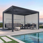 Grey Louvered Pergola Outdoor Aluminum Pergola with Adjustable Roof for Patio Grey Hardtop Gazebo