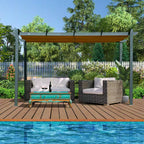 13 Ft. W X 10 Ft. D Aluminum Pergola with Weather-Resistant Retractable Canopy